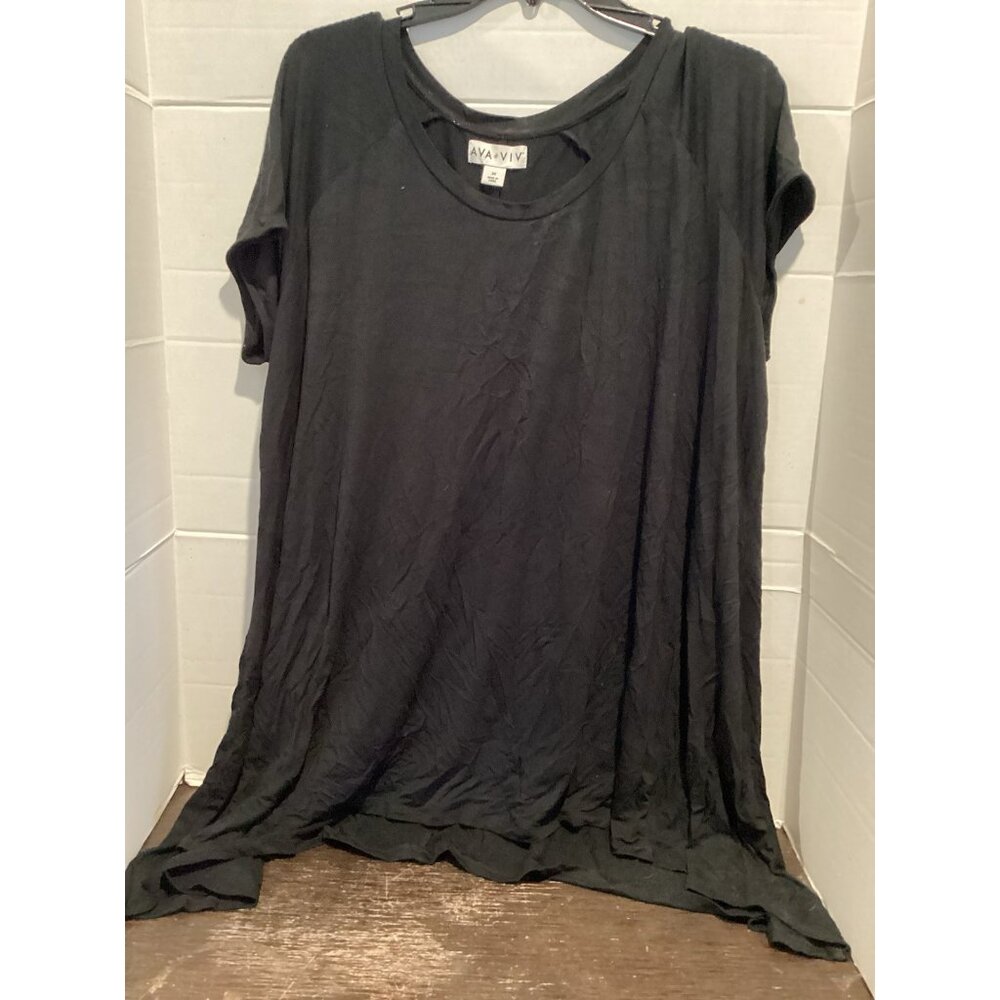 T100-Ladies Louise Paris Black embellished Short Sleeve Blouse Size 2 X Large